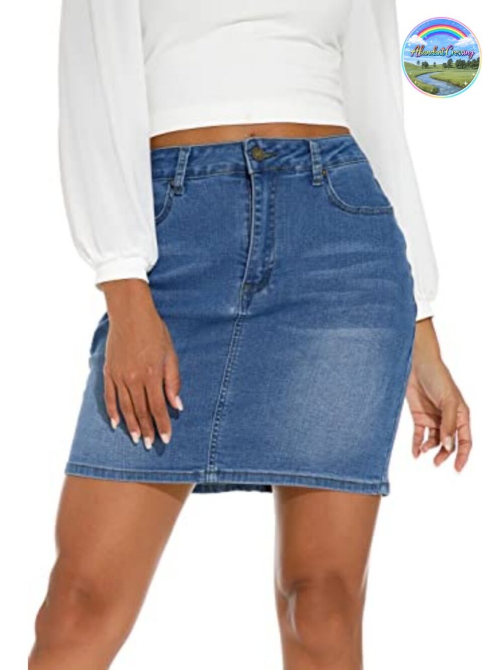 Womens Denim Mini Skirt High Waisted Stretch Slim Fit Casual Jean Skirt